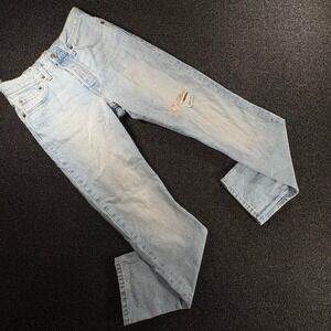 Levis 501 Original Fit Jeans Womens 29 Light Wash Distressed 150th anniversary